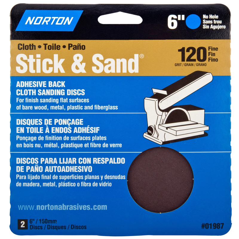 6" PSA Cloth Sanding Disc - 2 Pack - Grit:120 Grit